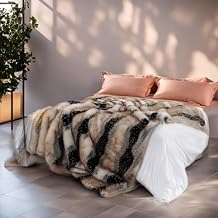 inchgrass Fox Faux Fur Blanket Luxury Fur Throw Blanket Sofa Fluffy Blanket Super Warm Elegant Cozy Fuzzy Throw Blankets for Couch,Armchair and Bed Washable Plush Blankets 50"x60" Beige Throw Blanket