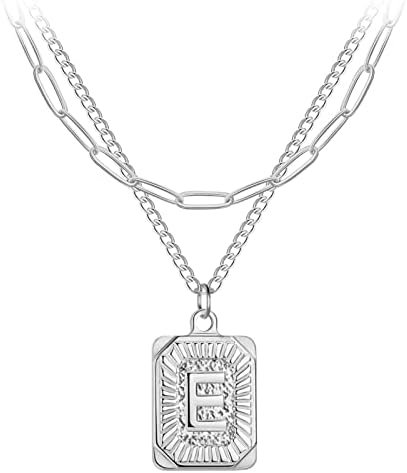 LIKGREAT Layered Initial Necklaces for Women A-Z Letter Alphabet Pendant Necklace Paperclip Chain Initial Choker Necklace Layered Adjustable Necklaces Jewellery for Girls