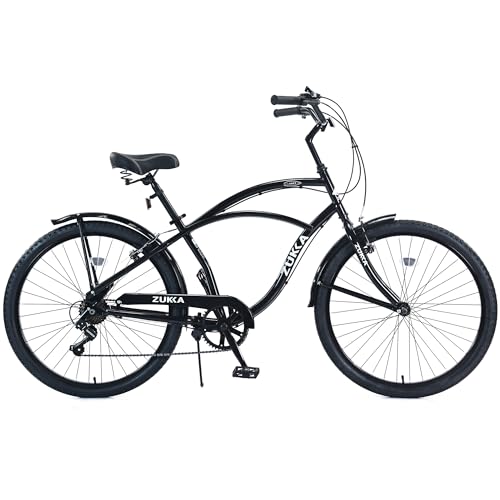 Multiple Colors 26 Inch Beach Cruiser Bike, Commuter Bicycle for Adult Men and Women, 7 Speed...