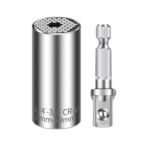 skycabin Universal Socket Wrench Set with Power Drill Adapter Fit for 7mm to 19mm Metric and 1/4" to 3/4" Standard Nuts & Bolts,Super Universal Socket Tool Kit for Men Husband Dad Father DIY Handyman