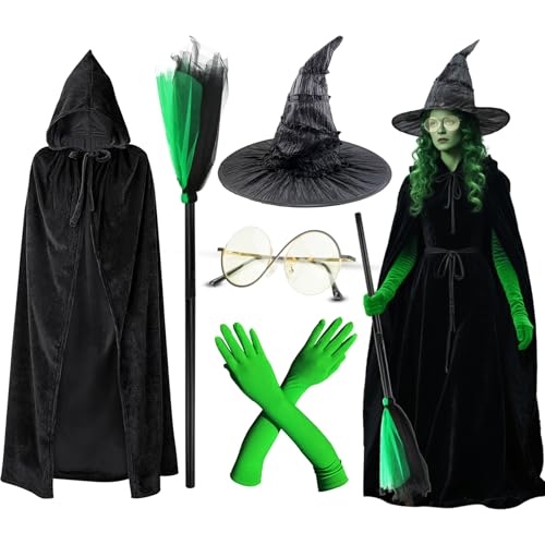 ABONDEVER 5PCS Green Witch Costume Accessories for Women