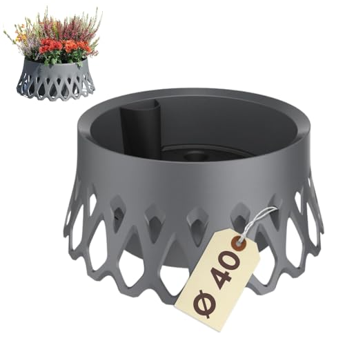 Plastia Grabschale mit Selbstbewässerung Grabvase mit Wasserspeicher Pflanzschale als Grabschmuck Blumenschale Groß Grab Vase Friedhof Wetterfest Grabschale Anthrazit Ø 40