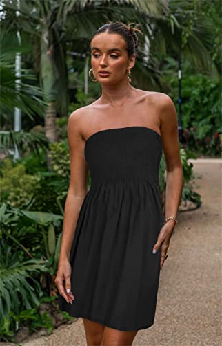 Summer Dress for Women Beach Boho Strapless Cover Ups Off Shoulder Floral Sundresses2