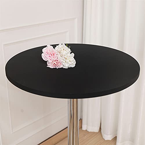 WXYSHOME 5-Pack Fitted Black Round Tablecloth Cocktail Table Topper Spandex Folding Bar Table Cover Elastic Stretch Tablecloths 24 Inch