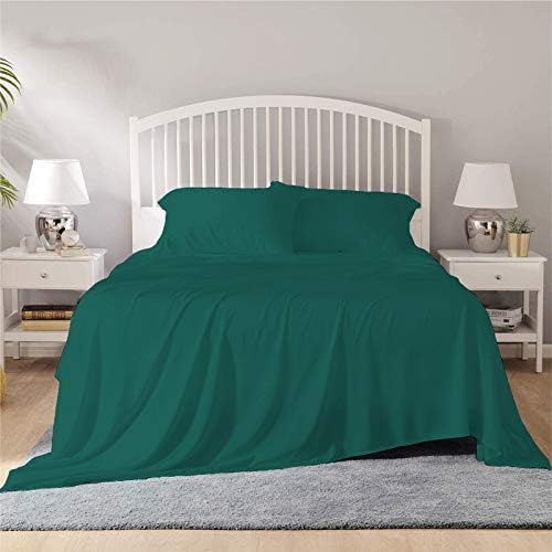 Image of YRM Bedding's - Egyptian Cotton Bedsheet 400-TC Premium Hotel Quality 1 Bedsheet (82x102) + 2 Pillow Covers (18x28) - (Full Size, Teall Color)