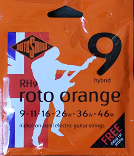 Rotosound RH-9 Roto Orange Hybrid 009-046 Cordes pour guitare électrique - Les Beatles, Paul McCartney, John Lennon, RIngo Starr, George Harrison Rotosound RH-9 Roto Orange Hybrid 009-046 Cordes pour guitare électrique