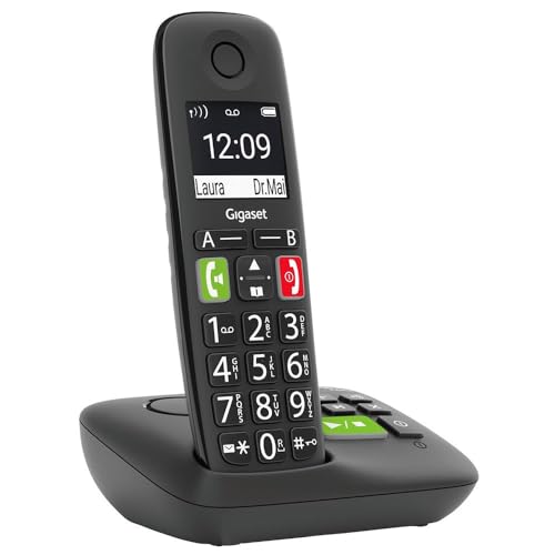 Gigaset E290 A Noir : téléphone fixe sans fil à grandes touches et écran clair