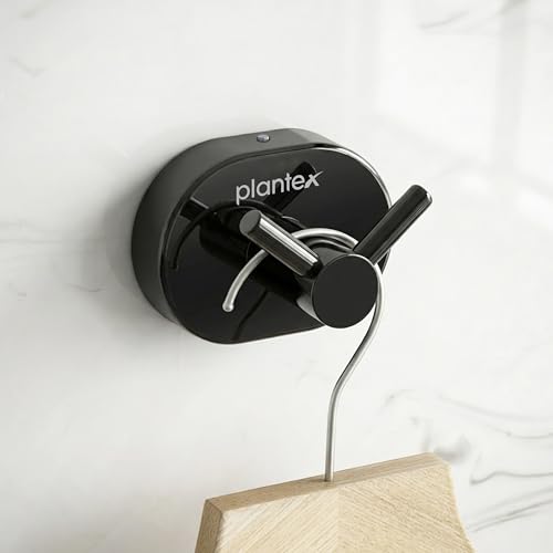 Image of Plantex J4 Stainless Steel Clothes Hanger for Wall /Hangers for Bathroom /Robe Hook /Bathroom Accessories (PVD Black Finish) Onix