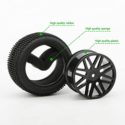 4 Pack Rc Wheels, 1/10 Rc Tires, Rc 1:10 Off-Road Car Buggy Rubber Tyre Tire & Wheel Rim Hex 12Mm Black With Foam Inserts For Traxxas Bandit Rb10 Kyosho Xray #TOP3