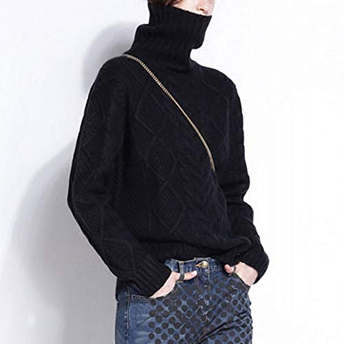 Image of Wool Sweaters Women's Turtleneck Pullover Female Loose Long Sleeve Tops Winter Thick Knitted Jumper