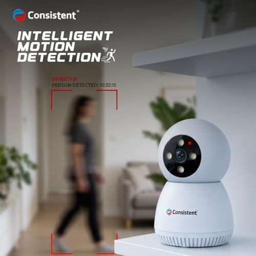 Image of Consistent Wireless Wi-Fi 3MP Indoor MINI Robot Camera, STQC Certified, 360 Smart Home CCTV, AI Human Tracking | All Time Color Night Vision | Alexa Voice Support | Upto 256GB Memory Card Support