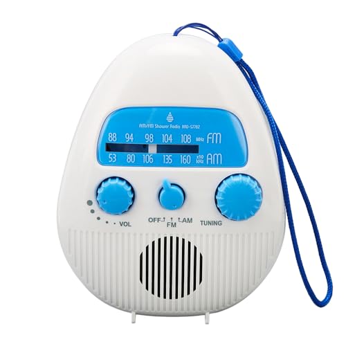Sarini Wasserdichtes kabelloses FM-Badezimmerradio,tragbares AM-FM-Duschradio,eingebauter...