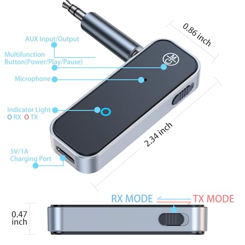 Kaiy Bluetooth 5.3 Transmitter Receiver, Aux Bluetooth Adapter For Car, Bluetooth Transmitter For Tv/Airpods/Headphone/Airplane thumb #7