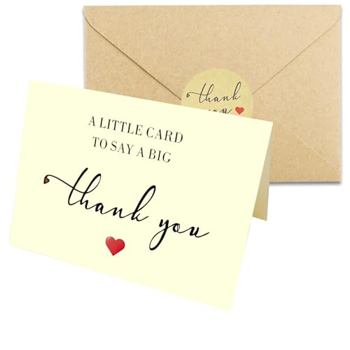 25-Pack 350g Thank You Cards Bulk & Envelopes with 30