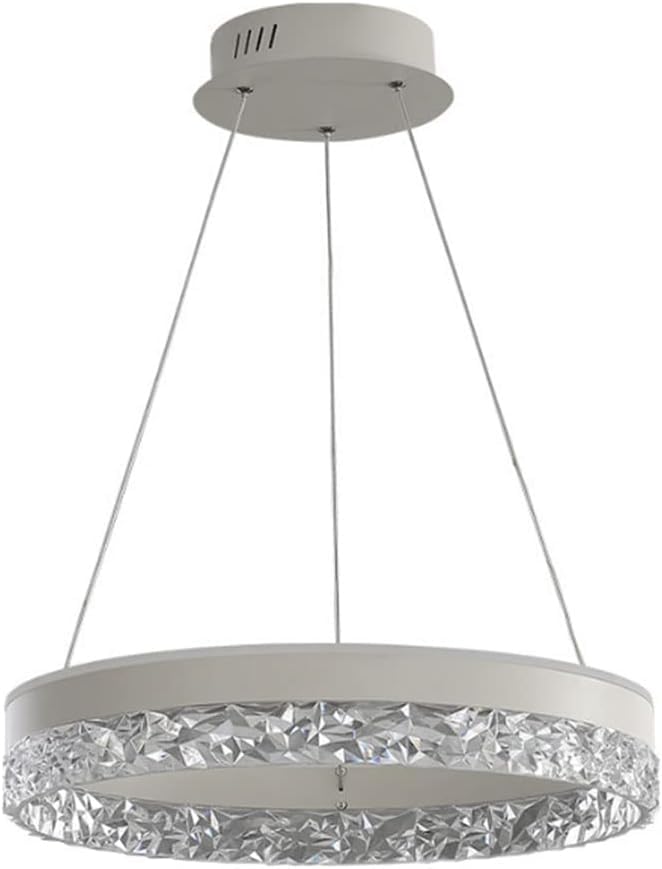 Lampe à suspension LED 4000K ronde en cristal blanc moderne pour salle à manger