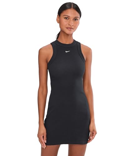 Nike Women's Sportswear Chill Knit Rib Tank Dress Black/Sail Large