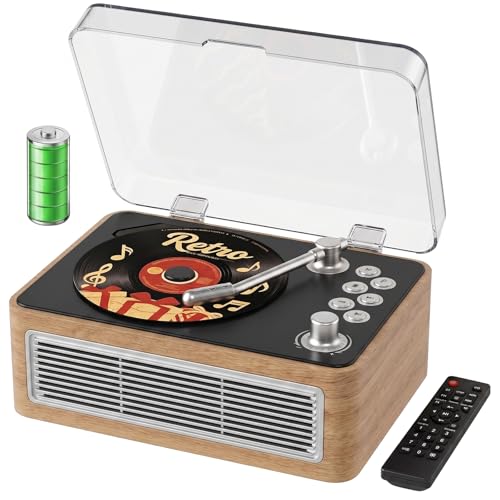 Image of Gueray Retro CD Player Portable Bluetooth: CD Players with Speakers Vintage CD-Player 3600mAh Rechargeable & Radio & Remote Control Support USB /AUX Playback Headphone Jack (Walnut Color)