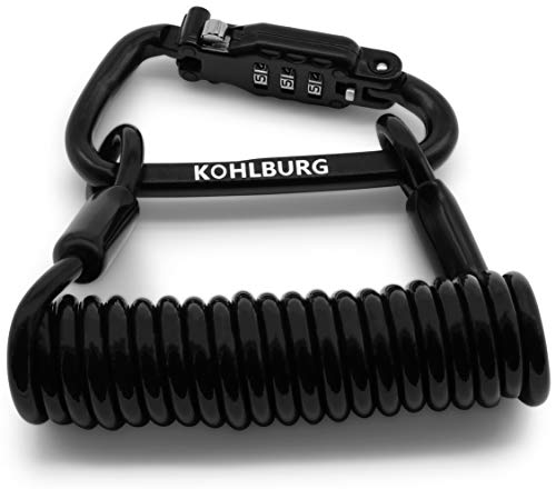 KOHLBURG 5mm starkes & kleines Zahlenschloss für die Tasche - sicheres Kabelschloss 145cm lang als Skischloss & Snowboardschloss - gut geeignet als Schloss für als Kinderwagenschloss & Helmschloss