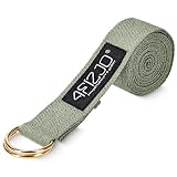 4FIZJO Material Yogagurt, Stoffband für bessere Dehnung, Anfänger und Fortgeschrittene - Yoga Gurt mit Verschluss aus Metall, 3m, Olive