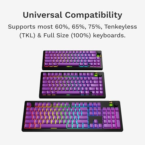 Image of GLORIOUS Gaming - GPBT Basics (PBT Keycaps), Epic Purple, No Fade Dye-Sublimated, for Custom Mechanical Keyboards, Fits 100%, 75% 65% 60%, Fits ANSI & ISO, Supports Windows & macOS - English (US)