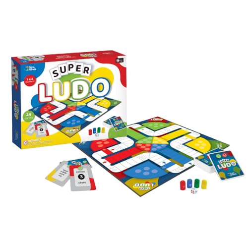 Pais & Filhos | Super Ludo | Jogo de Tabuleiro com Cartas | 2 a 4 Jogadores | +7 Anos | Diversão em Família | Estratégia e Aprendizado