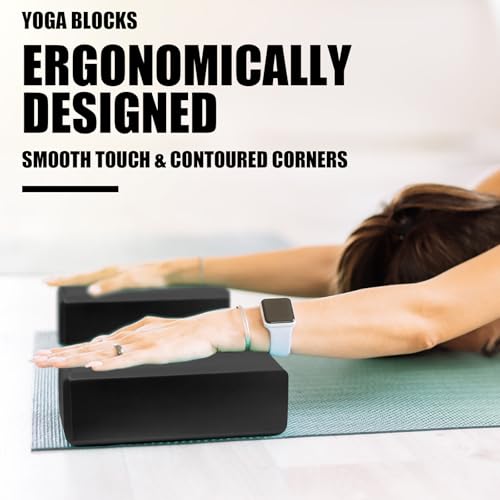 Image of Septo 2 Pcs Yoga Blocks, 9x6x3 Inch Foam Blocks for Pilates | High density EVA foam Yoga Props lightweight non-slip surface for meditation stretching balance training