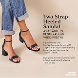 Amazon Essentials Sandały damskie na obcasie z dwoma paskami, Beżowa sztuczna skóra, 40 EU