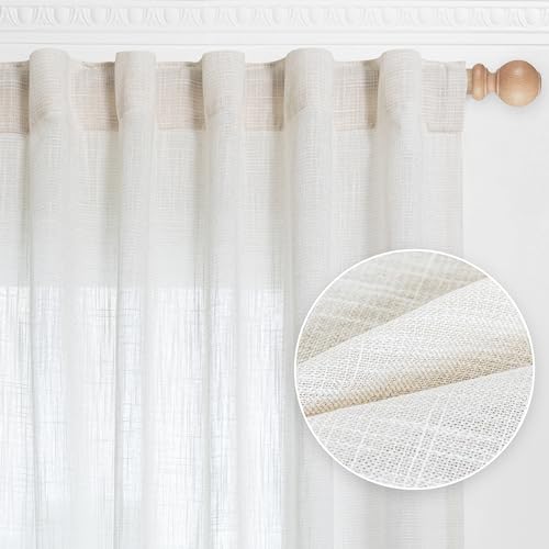 MYSKY HOME Curtains 63 Inch Length 2 Panels, Boho Curtains Sheer Light Soften for Bedroom Kitchen...