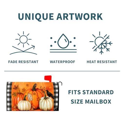 Image of Fall Mailbox Covers Magnetic Standard Size 18 X 21 Inch Retro Sunflower Pumpkin Maple Leaf Mailbox Cover Autumn Thanksgiving Mailbox Wraps Post Box Cover Decoration Outdoor Garden Home