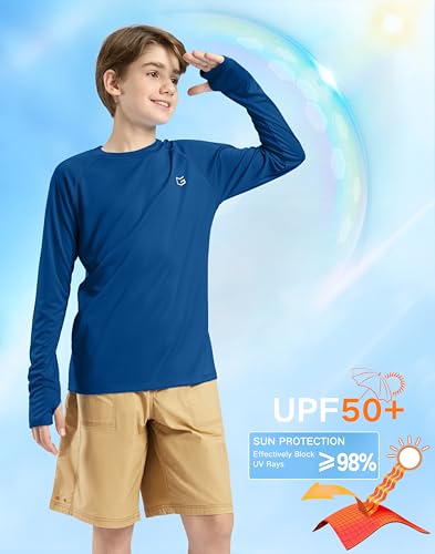 G Gradual Boy's Rash Guard UPF 50+ Sun Protection Shirt Quick Dry Long Sleeve Swim Shirts Lightweight SPF Youth Fishing Shirt2