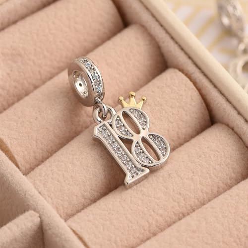 Dijes de cumpleaños para pulseras compatibles con Pandora y corona de mujer 2