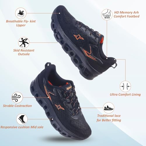 Image of SPARX Sports Running Shoes for Men - Lightweight Breathable Lace-Up Athletic Shoes with Cushioned Comfort, Shock Absorption, Durable Grip, Flexible Sole & Everyday Walking Performance