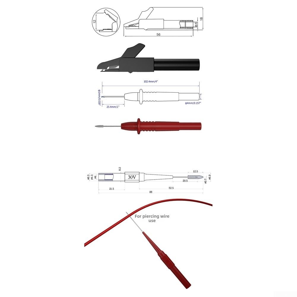 Professionelle Messkabel Set mit isolierten Prüfspitzen und Zangen - Flexible Testverlängerung für Multimeter und Voltmeter Laborgebrauch