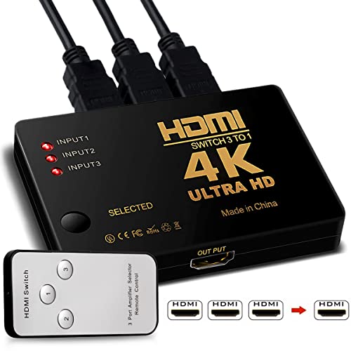 Switch Hdmi 1x3 Hub Chaveador Divisor Full HD 1080p 4k 3D com Controle para TV Pc Monitor Xbox Ps5