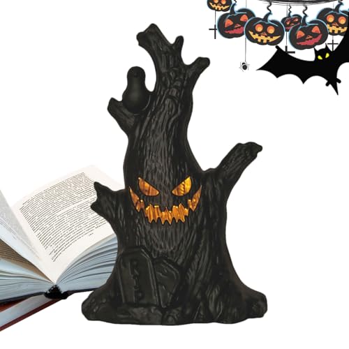 Genérico Velas Negras Sin Llama - Velas LED Sin Llama Decorativas Para Halloween | Cara De Fantasma Sonriente Realista Tocón De Árbol Artesanal A Pilas Para Cocina, Navidad, Gótico, Boda, Estantería