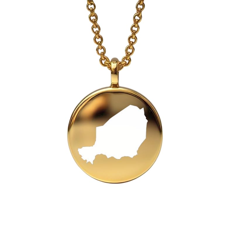 Pendentif carte du Niger en argent plaqué or : un bijou robuste qui ne ternit pas