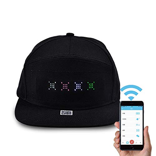 Volwco Sombrero con luz LED,Gorra led con Pantalla de Luz,Teléfono Inteligente App Controlado Cap,Edición de Bricolaje Hip-Hop Flash Cap para Club Party Cumpleaños Navidad, Aplicación controlada Cover