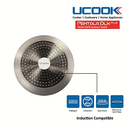 Image of Ucook By United Ekta Group Pentola DLX Plus Aluminium Outer Lid Induction Pressure Cooker, 3 Litre, Silver