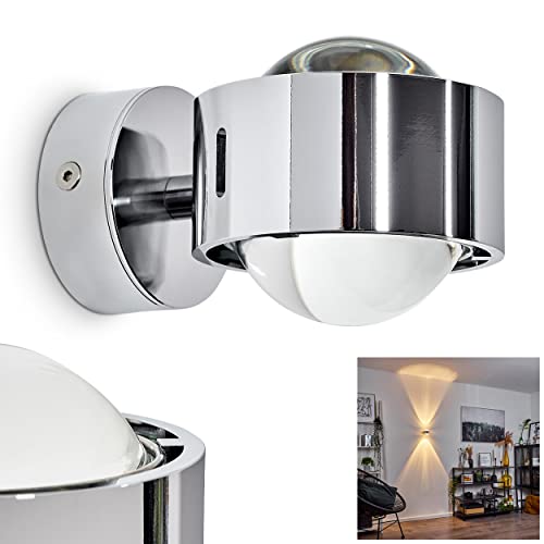 Lampe murale Sapri semi-circulaire avec fentes à effet sur les côtés, lampe en métal chromé avec lentilles en verre, pour le salon, le hall, l'entrée ou...