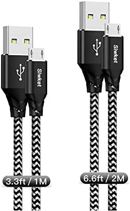 Siwket Micro USB Charging Cable, 2Pack 1M 2M Braided USB A to Micro Android Charger Cable Data Sync Cord for Samsung Galaxy J7,S7,S6,Kindle Fire,Fire HD Tablets,PS4 Controller,Sony,HTC,LG,Huawei