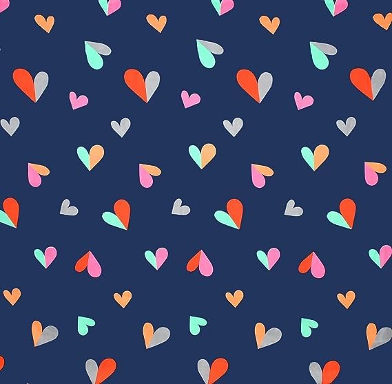 Image of DECORUM 3 D Polycotton Queen Size Bedsheet 90 X 90 Inch with 2 Pillow Cover (Blue Heart)