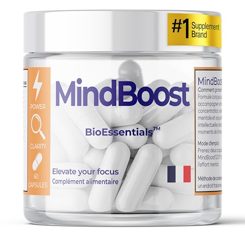 MindBoost® 1200 Nootropique Brain Complex 1200mg avec Citicoline, L-Tyrosine, Créatine, Phosphatidylsérine - Améliore la Concentration, la Clarté Mentale et la Performance Cognitive - 60 Capsules