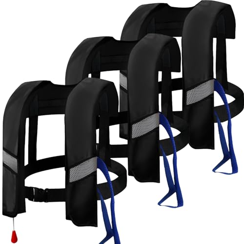 3-Pack 150N Unisex Automatic Life Jacket - Lightweight Inflatable Flotation Device with Reflective...