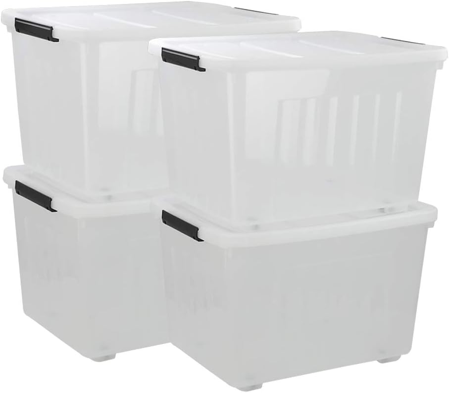 Buy Dehouse 70Liter Large Clear Plastic Storage Boxes, 4Pack Large