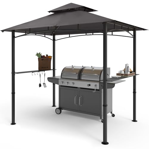 COOSHADE 8'x 5' Grill Gazebo Double Tiered Outdoor BBQ...