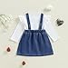 Gureui Toddler Baby Girl Suspender Skirt Ruffle Sweatshirt Strawberry Jeans Dress Fall Winter Outfit (A White Strawberry, 3-4T)
