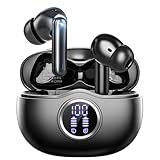 Fhumsh Wireless Earbuds, Bluetooth 5.3 Headphones HiFi Stereo 50H Playback LED Digital Display Ear Buds with ENC Noise Canceling Headset, IPX7 Waterproof Earphones for Gym/Running/Work (Black)