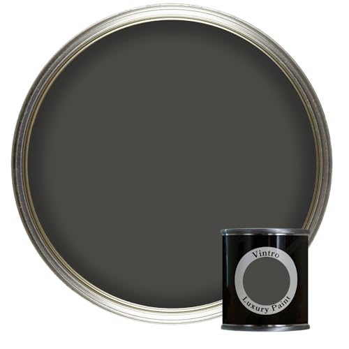 Vintro Paint | Luxury Matt Emulsion | Smooth Chalky Finish | Multi Surface Paint | for Walls, Ceilings, Wood and Metal | 125ml (Dark Grey - Midnight)