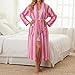 SOLILOQUY Women Soft Plush Robe Long Sleeve Lapel Striped Fuzzy Bathrobe Y2K Fleece Robe with Pockets Sleepwear Loungewear (S Coral Red, S)