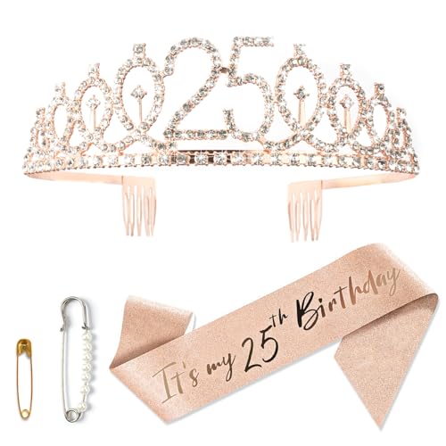 25 Anni Corona Compleanno E Fascia Compleanno, Decorazioni Compleanno Donna, Fascia Miss, Bomboniere per Feste Di Compleanno, Porta Un Divertimento Senza Fine Alla Tua Festa Di Compleanno